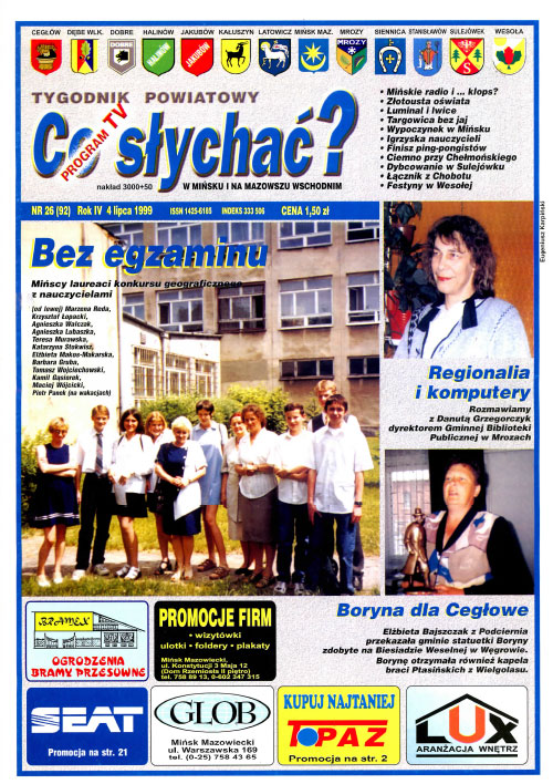 Okładka gazety Co słychać? - nr 26 (92) 1999